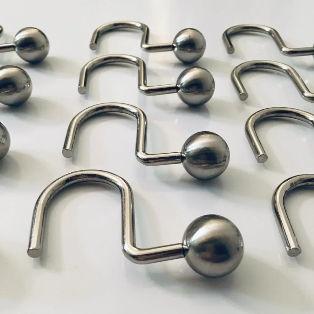 Set of 12 Silver Shower Curtain Sphere Hooks